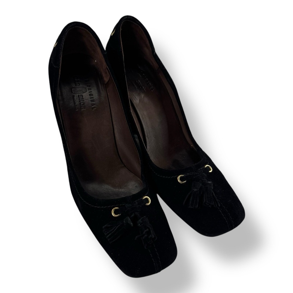 The Original Car Shoe Black Suede Wedge Loafer Platform Shoes Women's 9